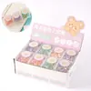 Caixa Colorida Macaron Ursinho Fofo Porta-Bilhete Alfinete de Fixação Material de Escritório Clip de Papel Clip de Encadernação Conjunto Atacado