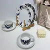 Caneca Vintage de Alto Valor Xícara de Café da Manhã Nicho Caneca de Café para Escritório Senso Avançado Cerâmica com Pires Um Conjunto