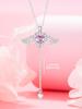 S999 plata pura diamante rosa encantador alas borla collar femenino dulce colgante versátil diseño nicho cadena clavícula joyería