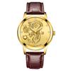 Relógio Masculino Estilo Chinês Moda Diamante À Prova D'água Dourado Padrão Dragão Relógio de Pulso Masculino Relógio de Cinto Fabricante de Relógios de Quartzo Estoque Pronto