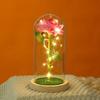 Flor Eterna Rosa Tampa de Vidro Presente de Aniversário Flor Eterna Ornamentos de Mesa Atmosfera Luz Noturna Tampa de Vidro Brilho