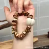 Estilo Casual de Cocinero con Madera de Durazno Grano de Café Lavado Oso Pulsera Círculo Único Plato de Mano con Cuentas Budistas Pulsera de Rosario