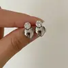 Pendientes Pequeños y Exquisitos de Corazón Brillante Microincrustados con Circonita para Mujer, Modernos, Elegantes, Versátiles, Pendientes de Gama Alta