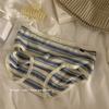 Pantalones Cortos de Algodón Puro Antibacterianos para Estudiantes de Secundaria Nuevos Hilo Rayado de Algodón Estilo Japonés Cintura Media Cubre Cadera Ropa Interior
