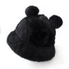 Chapéu de pescador de pelúcia feminino inverno japonês bonito orelhas de urso versátil estudante engrossado bola de pêlo quente chapéu de bacia maré