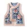 Chaleco Bordado Estampado Estilo Chino Nuevo para Mujer, Cuello Redondo de Lujo Ligero, Chaleco de Alta Gama y Elegante M7087