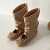 Botas Plataforma de Ballet Aumentadoras de Altura Removíveis 2026 Femininas Verão Outono Mary Janes Sapatos Baixos de Corte Único Femininos Botas Curtas de Uso Duplo Calçados Femininos