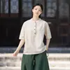 Outono 2026 Novo Algodão Linho Roupas Femininas Ráfia Gola Alta Bloco de Cores Botão Sapo Suéter Tamanho Plus Top Camisa Feminina de Algodão Linho
