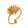Anillo de Acero Inoxidable Dorado de Moda Europea y Americana para Mujer, Lujo Ligero de Gama Alta Chapado en Oro de 18K Sol Versátil Anillo Abierto
