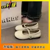 Estilo Coreano Brisa da Noite com Velcro na Saia Sapatos Mary Jane para Mulheres Verão 2025 Novos Sapatilhas de Bico Redondo Sapatos Femininos