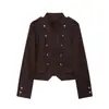 Venta al por mayor transfronteriza 2026 Moda casual europea y americana chaqueta de doble botonadura con cuello alto tipo Napoleón para mujer F321330