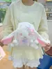 Bolsa transversal de pelúcia de coelho estilo soft girl japonesa Acessório Lolita bolsa de ombro fofa com corrente de pérolas atacado