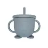 Taza con Popote para Bebé, Taza de Aprendizaje para Beber de Silicona de Grado Alimenticio, Doble Asa de Agua con Escala, Taza de Leche para Niños, Convenientes Suministros para Maternidad e Infancia