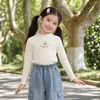 Stock Limitado, Sin Reposición: Camiseta Básica de Pana Elástica de Manga Larga con Bordado de Conejo de Otoño, Top de Ropa Estilo Coreano para el Festival de Mediados de Otoño
