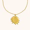 Colar Europeu e Americano Transfronteiriço Design Elegante de Nicho Aço Inoxidável Banhado a Ouro 18K Pingente de Impressão Digital Sol Colar Feminino de Alta Qualidade