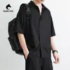 Camisa Masculina Casual de Manga Curta com Lapela, Caimento Fluido, Confortável, Fina para o Verão, Respirável, Emagrecedora, Versátil e Emagrecedora