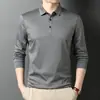 Camisa Polo de Negocios para Hombre 22 Primavera y Otoño Uso Manga Larga Ajustado Color Sólido Superior Camiseta Lar Hombre
