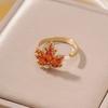 Anillo abierto de hoja de arce de Corea del Sur, de lujo, ligero, para mujer, de nicho, de moda, con incrustaciones de diamantes, joyería de alta calidad, combina con todo, venta al por mayor.
