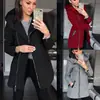 9510# AliExpress wish Amazon moda transfronteriza cremallera lateral abrigo de terciopelo con capucha chaqueta suéter mujer