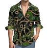 Cardigan de lapela de manga comprida masculino direto da fábrica AliExpress transfronteiriço moda masculina corrente dourada camisa longa com estampa 3D