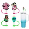 Gorro de Paja de Dibujos Animados de Stitch, Tapa de Silicona para Popote Linda, Compatible con Vasos de Vidrio Stanley de 30 y 40 oz
