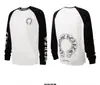 Versión Correcta de 25S Marca de Moda Corazón Cromado Algodón Puro de Doble Hilo de Alta Calidad Camiseta de Manga Larga Estampada para Hombre y Mujer
