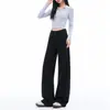 Jeans negros de tiro alto, adelgazantes, de pierna ancha para mujer, forrados de polar, colección otoño/invierno 2026, corte holgado y relajado, pantalones de pierna recta