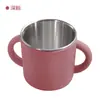 Nueva Taza de Silicona y Acero Inoxidable con Dos Asas para Bebés, Procesamiento de Fábrica de Grado Alimenticio y Personalización, Base Antideslizante y Antivuelco