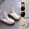 Sandálias Fechadas para Meninas 2026 Verão Novos Sapatos Romanos de Cano Alto para Crianças, Sapatos de Praia Estilo Verão para Meninas e Crianças Mais Velhas