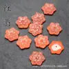 Jad Vermelho de 16mm Jad Verde Seco Furo Médio Flor de Seis Pétalas Acessórios para Pulseira Colar Grampo de Cabelo DIY