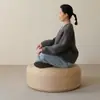 Cojín de Meditación Tatami Estilo Japonés, Esterilla Redonda para el Suelo, Esterilla Tejida de Ratán para Balcón, Esterilla Tejida de Paja