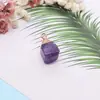 Pedra Natural Cristal Minério Bruto Pingente de Furo Único Pingente de Borda Galvanizada Quadrada Acessórios de Pingente para Colar DIY