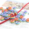 Pan de Agujero Grande Ábaco de Rayas de Colores Cuentas Planas Arcoíris Coloridas Cuentas Planas Redondas de Tambor Accesorios para Joyería de Cuentas DIY
