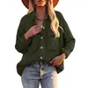 Ropa de Mujer 2026 Nueva Camisa de Otoño e Invierno Amazon Europea y Americana Color Sólido Holgada Pana Bolsillo Manga Larga Chaqueta Cardigan