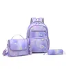Bolsa Combinada Tres en Uno de Dibujos Animados Transfronteriza Mochila de Gran Capacidad Bolsa de Almuerzo Mejorada con Aislamiento Térmico Estuche para Lápices de Estudiante