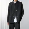 Nuevo Blazer para Hombre Estilo Chino con Sentido del Diseño, Botones Metálicos, Hombros Acolchados, Cuello Alto de Nicho de Alta Gama, Sensación de Alta Gama