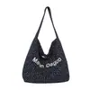 Bolsa de tela floral artística estilo coreano para mujer, bolsa de compras casual de gran capacidad, bolso de hombro versátil para el día a día