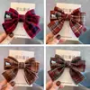 Fita Xadrez Estilo Tweed Laço Acessórios de Cabelo Menina Pequena Xadrez Britânico Estilo Preppy Adorno de Cabeça Outono e Inverno Grampo de Cabelo Ano Novo