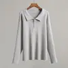 Suéter de Punto Versátil Simple Casual con Cuello Polo, Jersey de Punto, Estilo Europeo y Americano Transfronterizo, Novedad Tendencia Otoño e Invierno 2025