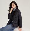 Chamarra corta de plumón para mujer con patrón de rombos y cuello redondo, Moda Otoño e Invierno 2026, Abrigo Casual Cálido de Plumón de Pato Blanco, Abrigo de Moda