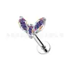 Brincos de Lábio de Titânio F136 com Zircônia Marquise Inlaid Multicor Simples Piercing de Liga de Titânio G23 Cabeça de Joia Atacado