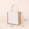 Bolsas de Lino Personalizadas con Retazos de Lino y Yute, Bolsas de Tote Ecológicas con Impresión de Logo, Bolsas de Regalo para Compras, Bolsas de Lona para Souvenirs