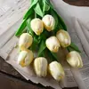 Mini Flores Tulipán Falsas de PU de Gama Alta Transfronterizas Accesorios para Fotografía de Bodas en Casa Tacto Simulado Adornos de Ramo Venta al por Mayor
