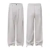 Y6002 Estilo Retro High Street Americano Unisex Color Sólido Diseño Plisado con Caída Pantalones de Chándal Casual Rectos Holgados para Hombre