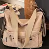 Bolsa de Tela Artística Multibolsillos Estilo Coreano Nueva Primavera 2026 para Mujer, Mochila Cruzada de un Solo Hombro para Viajero Estudiante, Bolso Tote