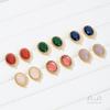 Brincos Ovais de Jade Colorido com Renda Banhados a Ouro 14K que Preservam a Cor Vintage com Argola Suspensa Acessórios de Brincos Feitos à Mão DIY