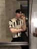 Camiseta de punto de manga corta para hombre, diseño retro americano de verano con cuello redondo, marca de moda casual de verano, top ligeramente maduro para negocios