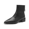 Novedad Otoño/Invierno 2026 Botines de Punta Fina con Tacón Grueso para Mujer Cremallera Trasera Piel Suave Botas Adelgazantes Elegantes Versátiles para el Trabajo Botas Individuales