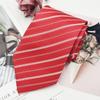 Corbata Roja con Cremallera para Hombre Fácil de Tirar Gratis Novio Padrino Corbata Casual de Negocios Hilo Rayado Teñido 8cm