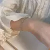 Pulseira Amor Frio Estilo Vazado Assimétrico Feminina Estilo Coreano Simples Moda Criativa Corrente Costurada em Camadas Duplas